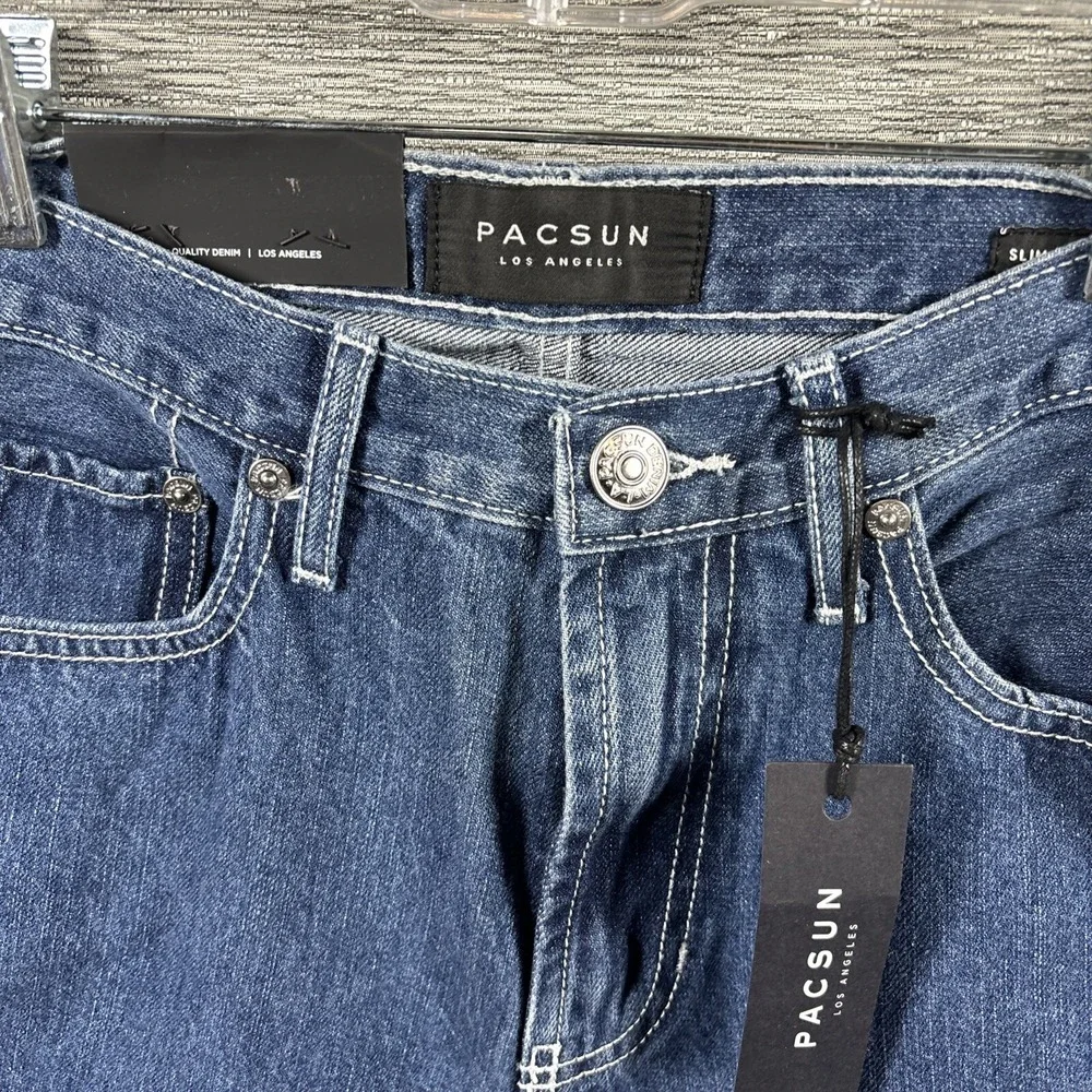 Pacsun Men's Slim Tapered Dark Indigo‎ Blue Cotton Jeans Size 31 NEW